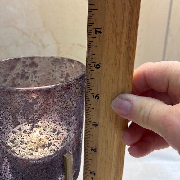 NWOT Glass frosted purple votive candle holder with goldtone stand - Picture 3 of 10